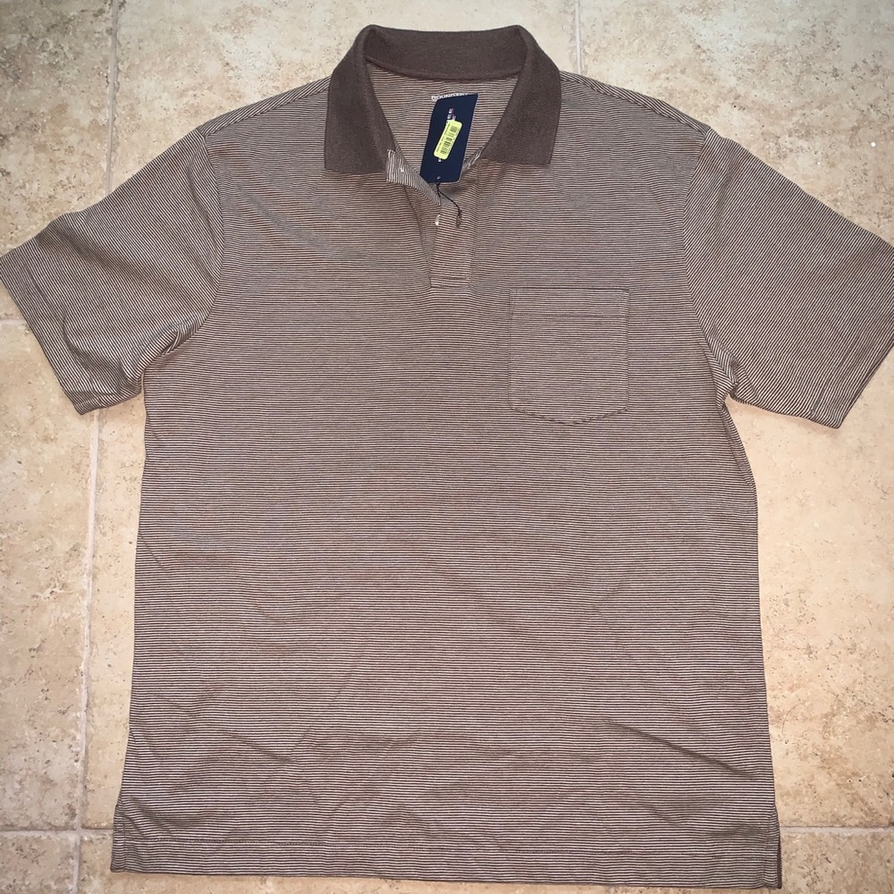 Brown striped polo